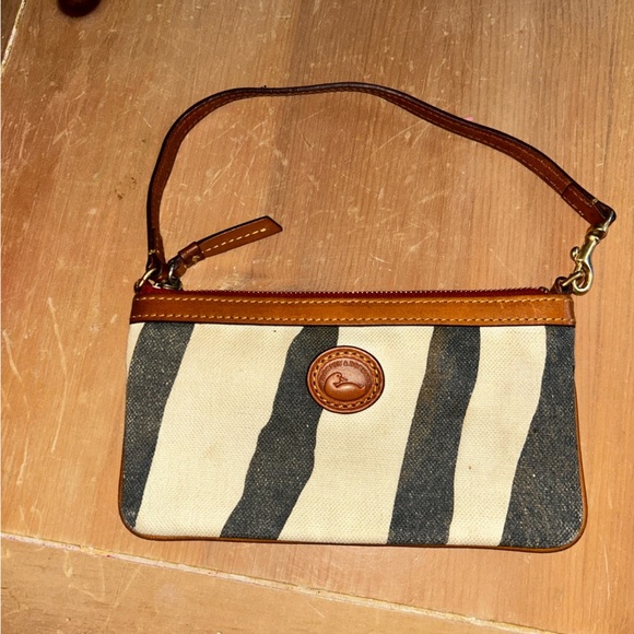 Striped Wristlet with Leather Trim - Picture 1 of 3